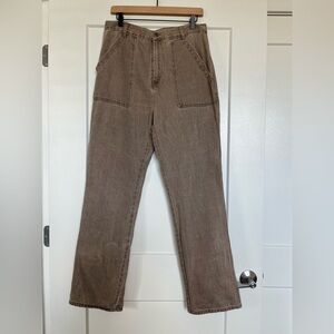 Djerf Avenue Neutral Beige Straight-Leg Pants